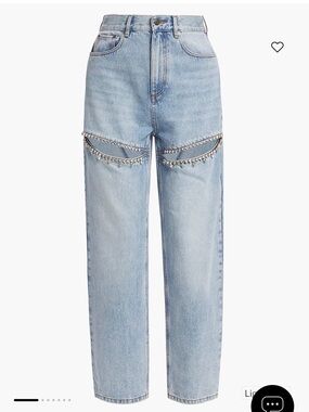 AREA Crystal Slit Jeans